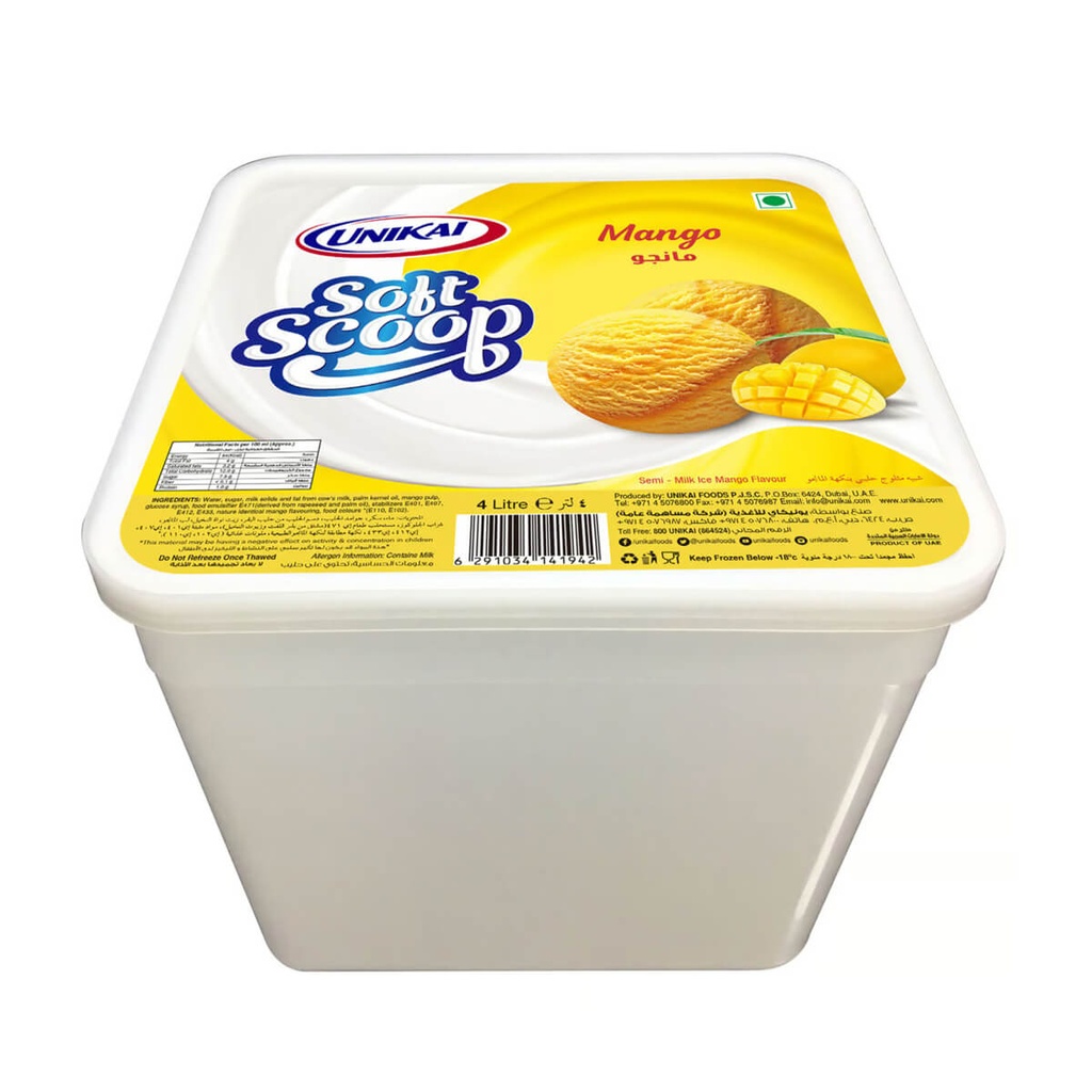 Unikai Mango Ice Cream - 6x4ltr