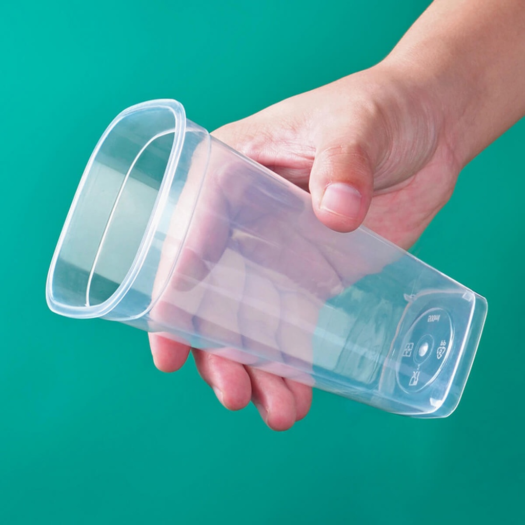 BDO Bubbly Plastic Square Cup with Lid, 500ML - 20x25pc