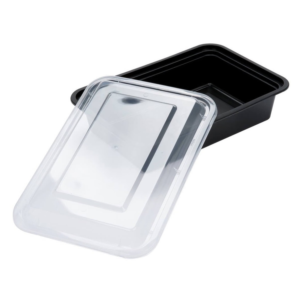 SNH Black HD Rectangle Container 38z+Lid - 1x150pc