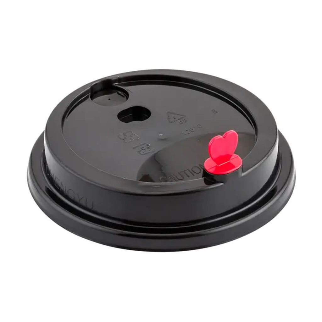 Bubbly Lid Simple 90MM Black w/ Red Heart 20x50pc HANLU