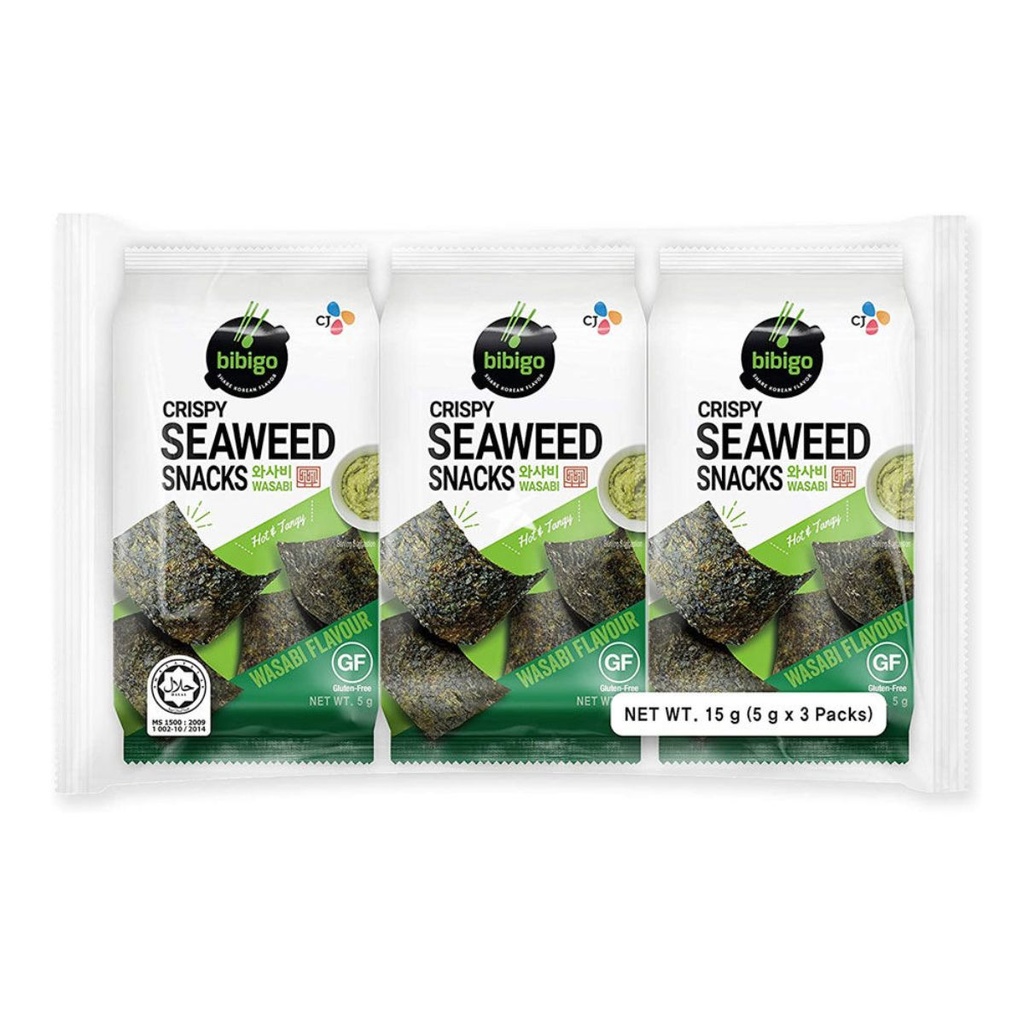 CJ Bibigo Crispy Seaweed, Wasabi Flavor - 12x3x5g