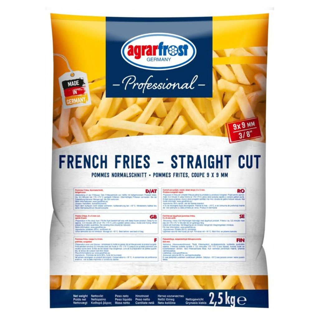 Agrarfrost French Fries 9mm Straight Cut - 4x2.5kg